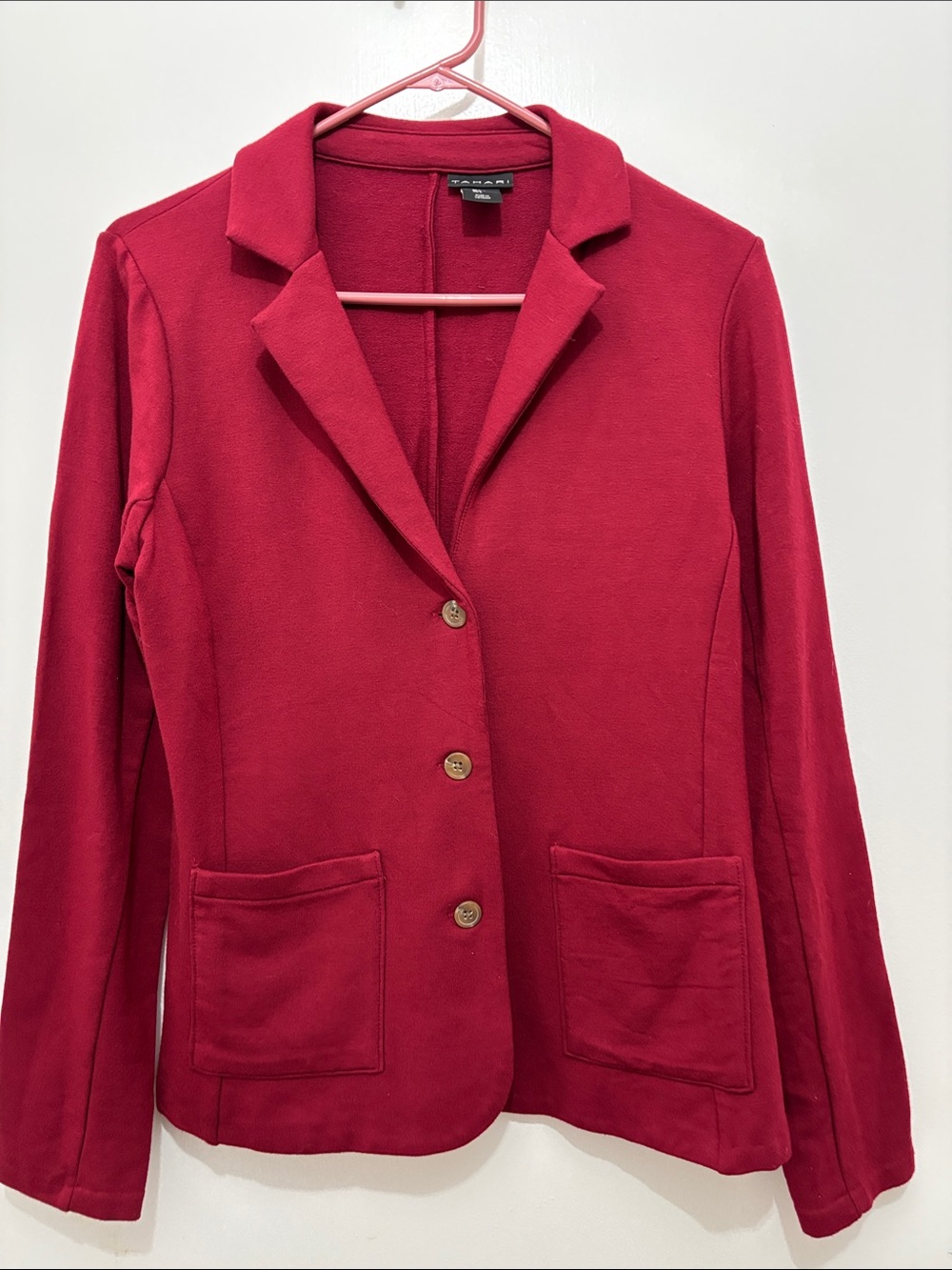 Tahari Red Knit Blazer with Patch Pockets Sz L